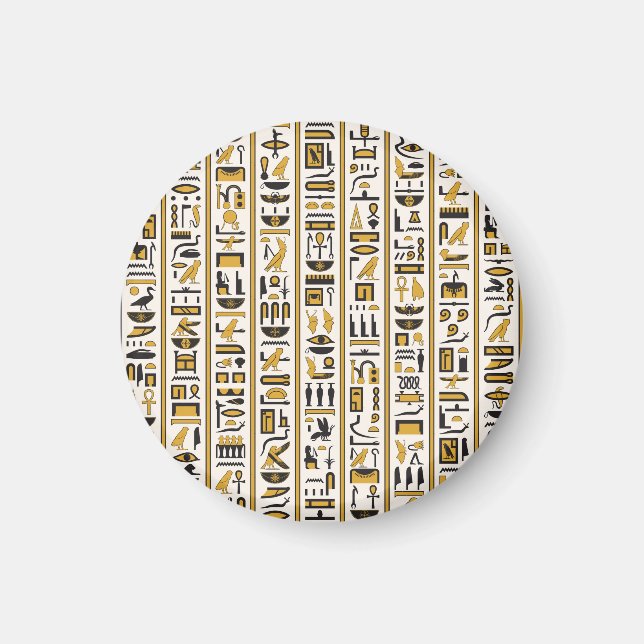 Egyptian Hieroglyphs: Yellow-Black Seamless. Magnet (Front)