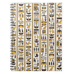 Egyptian Hieroglyphs: Yellow-Black Seamless. Notebook