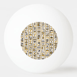 Egyptian Hieroglyphs: Yellow-Black Seamless. Ping Pong Ball
