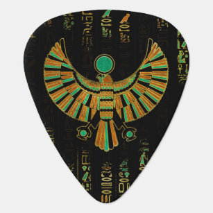 Egyptian Horus Falcon gold and colour crystal Guitar Pick