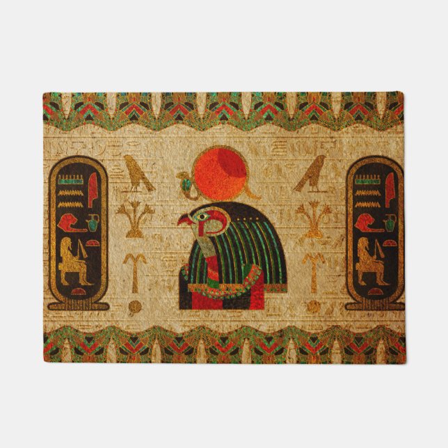Egyptian Horus Ornament on Papyrus Doormat (Front)