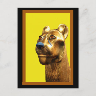 Egyptian Lioness Sculpture, Art Postcard