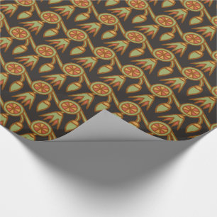 Egyptian Lotus Flower on Black Wrapping Paper