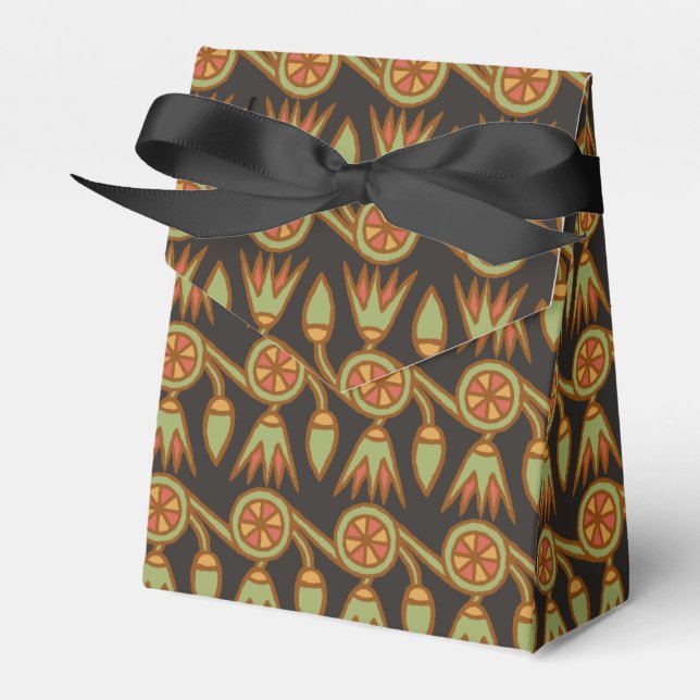 Egyptian Lotus Flower Pattern Black Tent Favour Favour Box (Front Side)