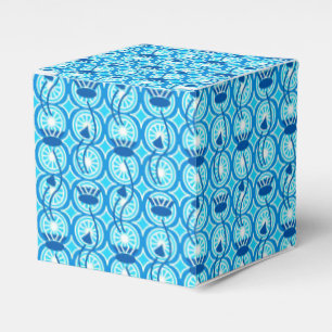 Egyptian Lotus pattern, cobalt and turquoise Favour Box