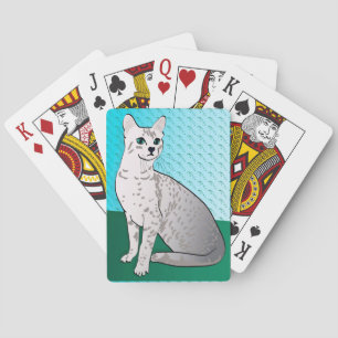 Egyptian Mau Cat - aqua background Playing Cards