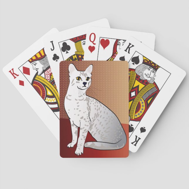 Egyptian Mau Cat - bronze background Playing Cards (Back)