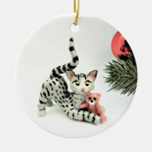Egyptian Mau Cat Grey Ceramic Ornament