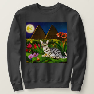 Egyptian Mau Cat in a Midnight Garden   Sweatshirt