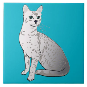 Egyptian Mau Cat - Silver Grey Ceramic Tile