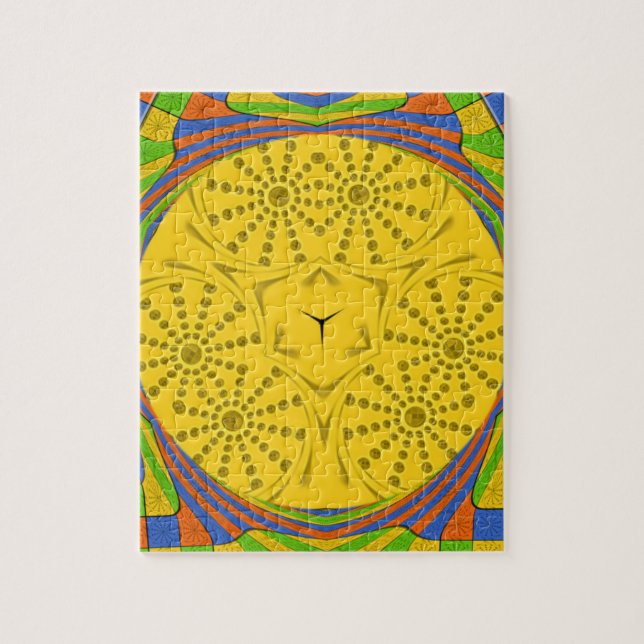 Egyptian Motif Art Print Chequered Frame Design Jigsaw Puzzle (Vertical)