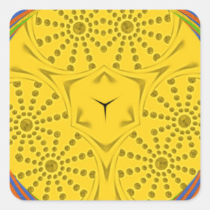 Egyptian Motif Art Print Chequered Frame Design Square Sticker