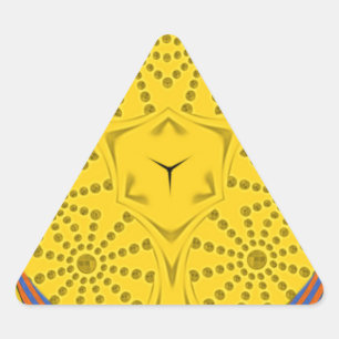 Egyptian Motif Art Print Chequered Frame Design Triangle Sticker