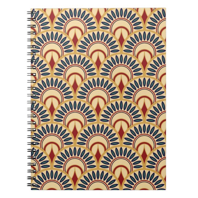 Egyptian Motif Fish Scales Seamless Pattern Notebook (Front)