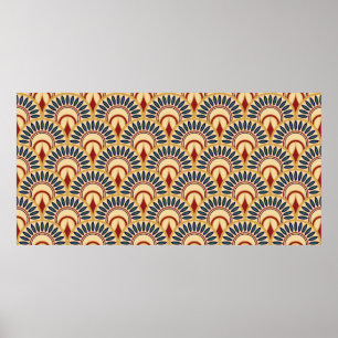 Egyptian Motif Fish Scales Seamless Pattern Poster