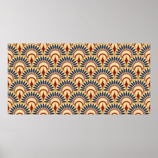 Egyptian Motif Fish Scales Seamless Pattern Poster (Front)