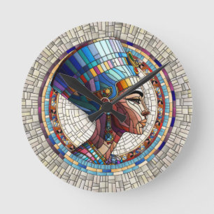 Egyptian Nefertiti -Mosaic Art Round Clock