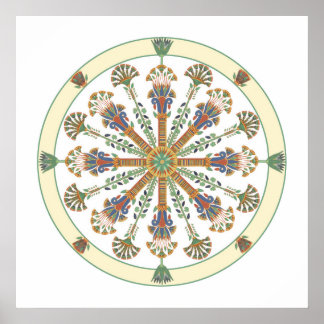 Egyptian Nouveau Lotus Mandala Poster