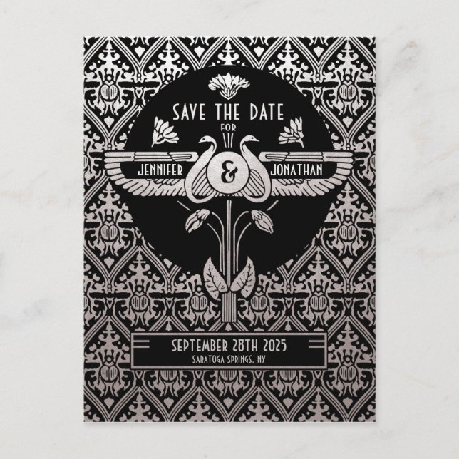 Egyptian Nouveau Wedding Save the Date Postcards (Front)