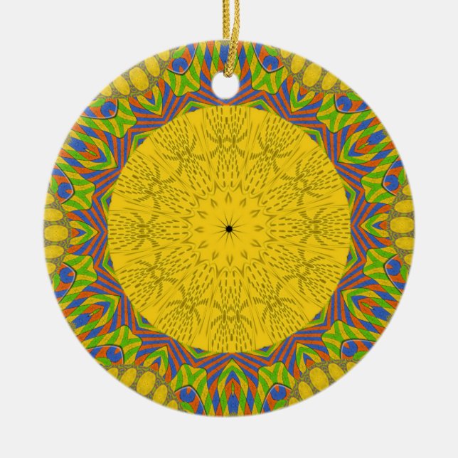 Egyptian Pattern Art Print Ceramic Tree Decoration (Front)