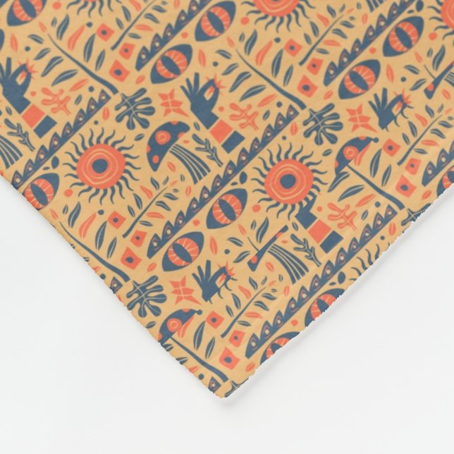 Egyptian Pattern fleece throw blankets  (Corner)