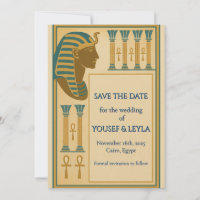 Egyptian Pharaoh & Ankh Gold Save the Date