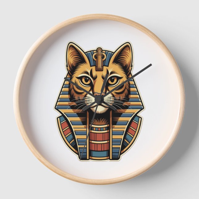 Egyptian Pharaoh Cat Wall Clock (Front)