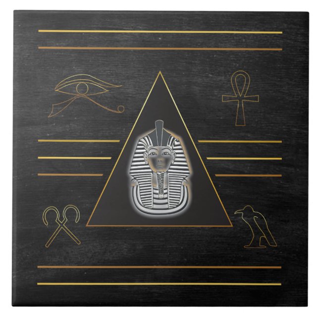 Egyptian Pharaoh Hieroglyphs Ceramic Tile (Front)