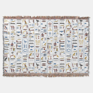 Egyptian Pharaoh Hieroglyphs Throw Blanket