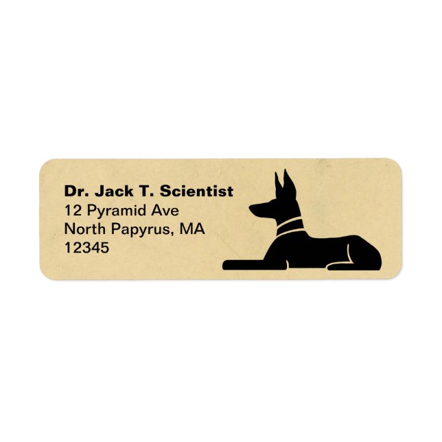 Egyptian Pharaoh Hound Hieroglyph Return Address Label (Front)