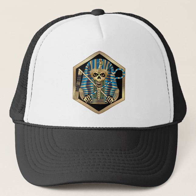 Egyptian Pharaoh Skull Trucker Hat (Front)