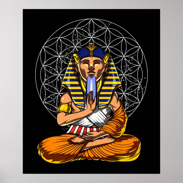 Egyptian Pharaoh Tutankhamun Yoga Meditation Poster (Front)