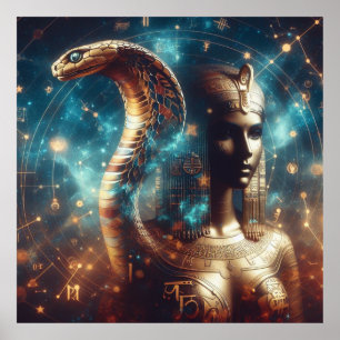 Egyptian Pharaoh with King Cobra Poster