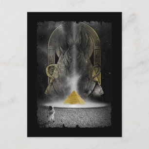 Egyptian Pyramid Aesthetic Moon Astronaut Anubis Postcard