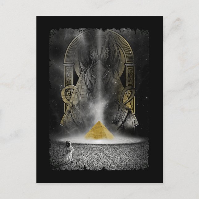 Egyptian Pyramid Aesthetic Moon Astronaut Anubis Postcard (Front)
