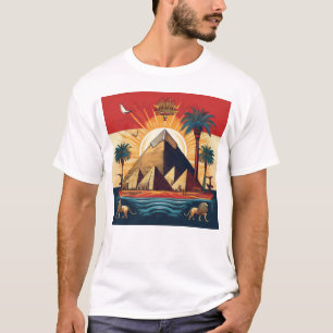 Egyptian Pyramid Art with Sun and Cultural Element T-Shirt