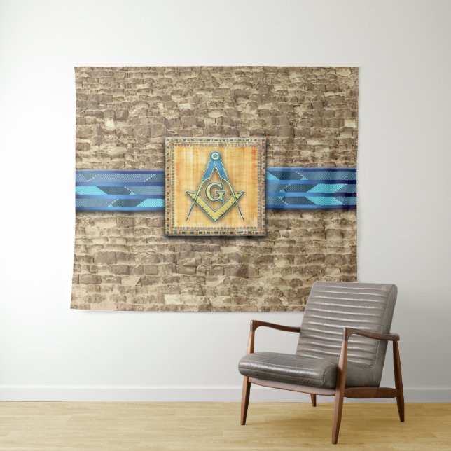Egyptian Pyramid Square Compass Tapestry (In Situ (Horizontal))
