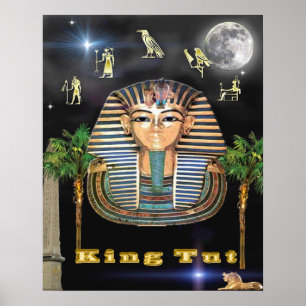 Egyptian pyramids and King Tut art Poster