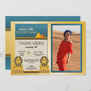 Egyptian Pyramids Birthday Gold Pharaohs Photo Invitation