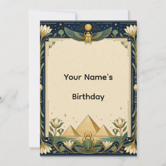 Egyptian Pyramids Birthday Party Invitation | Navy
