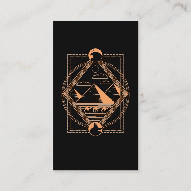 Egyptian Pyramids Camels Anubis Horus Geometry Business Card (Front)