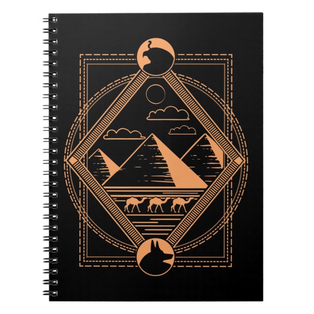 Egyptian Pyramids Camels Anubis Horus Geometry Notebook (Front)