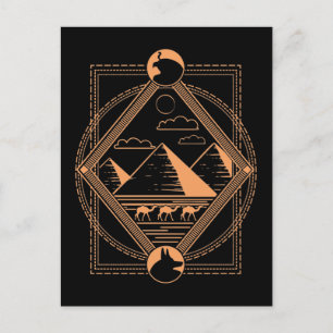 Egyptian Pyramids Camels Anubis Horus Geometry Postcard