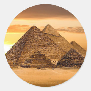Egyptian pyramids classic round sticker