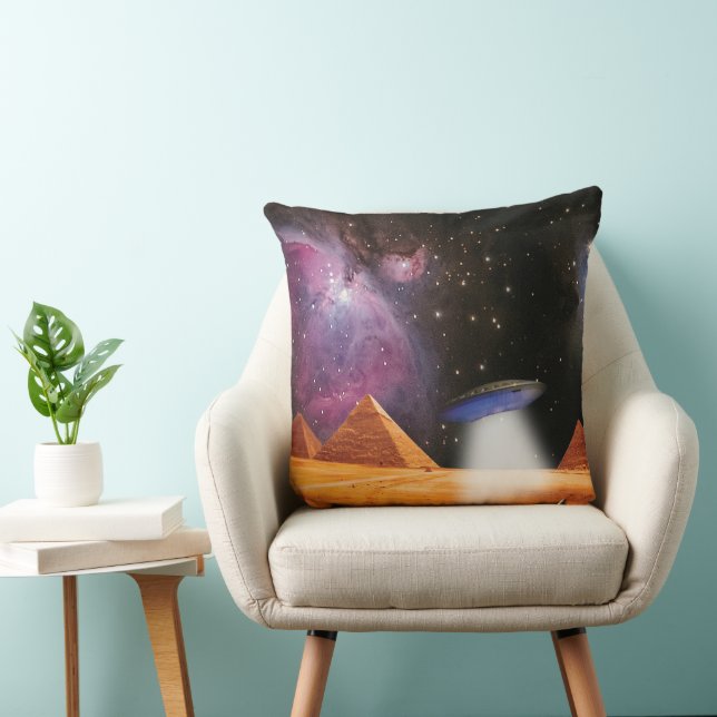 Egyptian Pyramids Giza Meets Space and UFO Cushion (Chair)