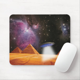 Egyptian Pyramids Giza Meets Space and UFO Mouse Pad