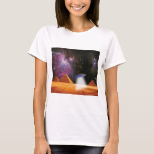 Egyptian Pyramids Giza Meets Space and UFO T-Shirt