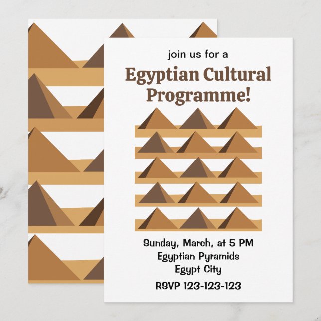 Egyptian Pyramids Pattern Cultural Programme  Invitation (Front/Back)