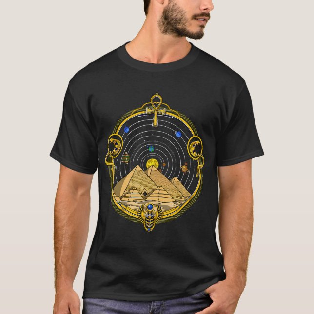 Egyptian Pyramids Solar System T-Shirt (Front)