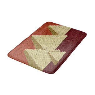 Egyptian Pyramids Tan Rust Artisan Crochet Print Bath Mat